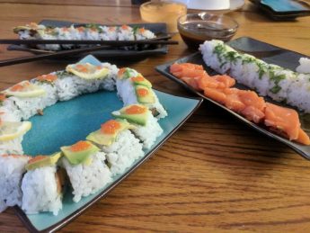 Chinook salmon sushi rolls